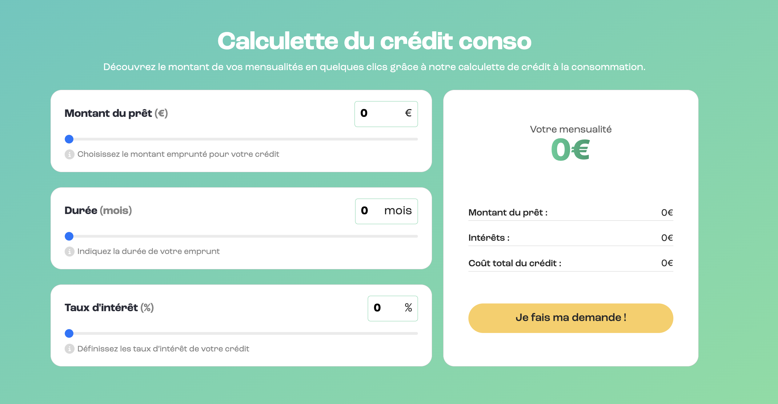 calculette de credit conso - calcul de pret - calculette credit - calcul mensualités - calcul pret - calcul credit - calculette pret 